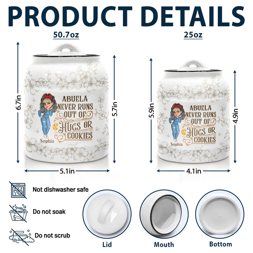 Gift For Grandma, Gift For Mother, Gift For Wife, Baking, Funny - Grandmas Never Run Out Of Kisses Or Cookies - Personalized Cookie Jar