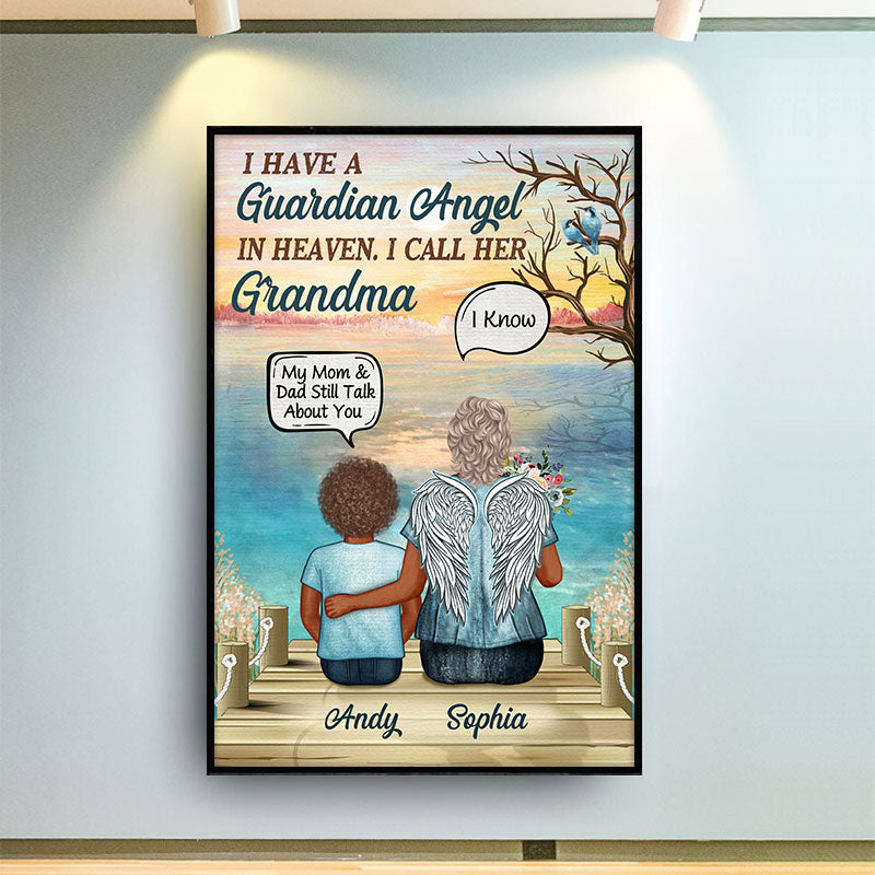 Guardian Angel In Heaven Grandparents Grandpa Grandma Skin - Memorial Gift - Personalized Custom Poster