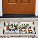 You And Me And The Dogs Camping Cartoon - Personalized Doormat
