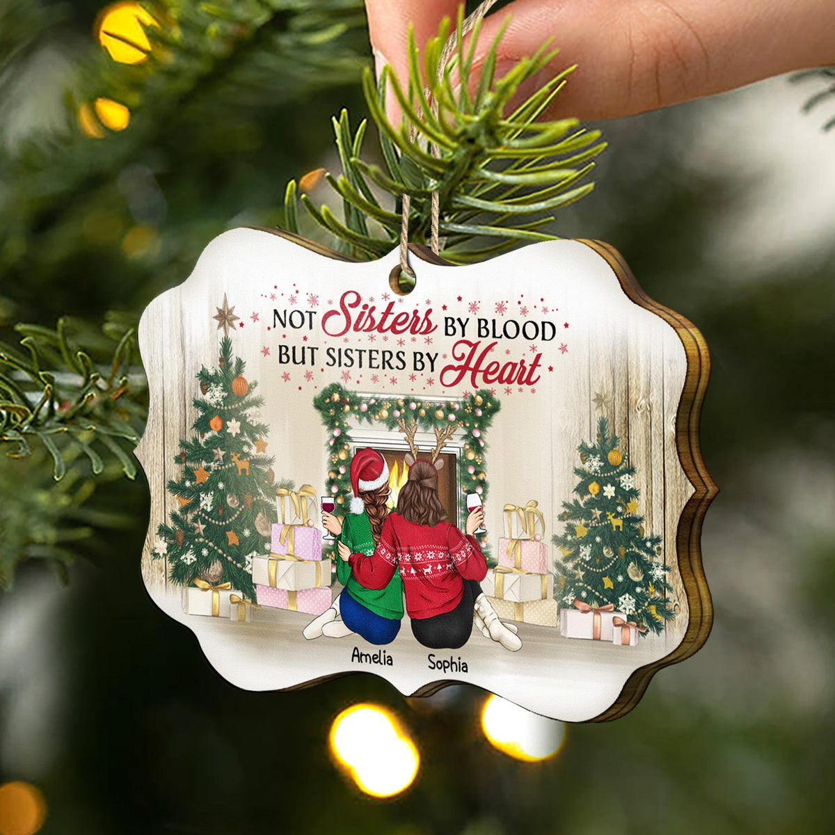 Meilleures amies, pas sœurs de sang, mais sœurs de cœur ! Cadeau de Noël pour BFF ! Décoration en bois personnalisée