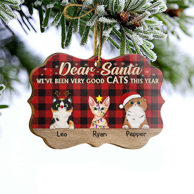 Very Good Cats This Year Flannel Christmas Cat - Christmas Gift For Cat Lovers - Personalized Custom Wooden Ornament, Aluminum Ornament