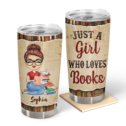 Une fille qui aime les livres, lecture vintage - Cadeau de lecture - Verre personnalisé