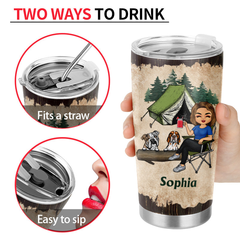 A Girl Her Dog & Her Camper - Camping Gift - Personalized Custom Tumbler
