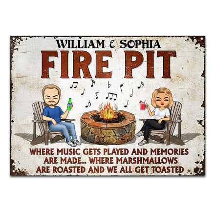 Foyer où la musique est jouée en camping - Panneau de jardin - Panneaux métalliques classiques personnalisés