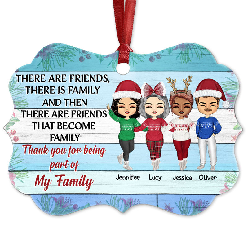 Il y a des amis, il y a de la famille Bleu - Cadeau de Noël pour les meilleurs amis - Ornement en aluminium personnalisé