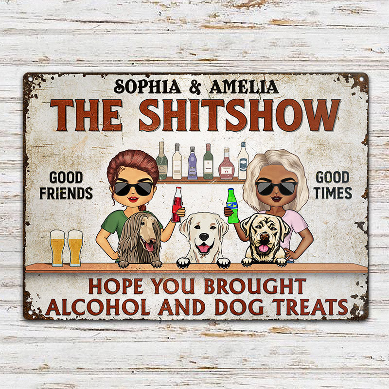 J'espère que vous avez apporté de l'alcool et des friandises pour chien Chibi Couple Mari Femme - Panneau d'arrière-cour - Panneaux métalliques classiques personnalisés
