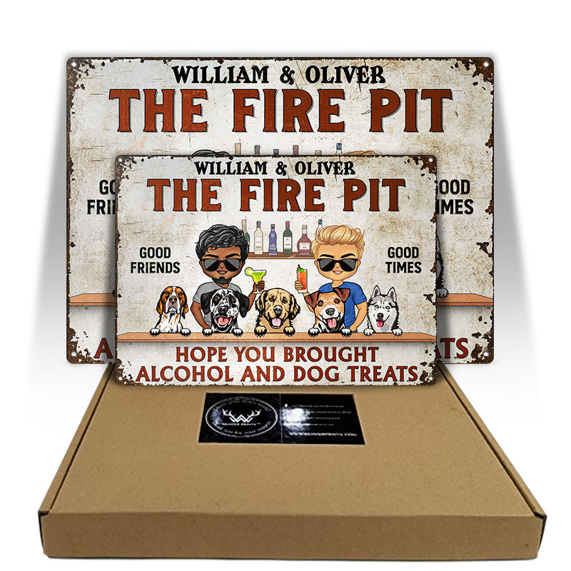 J'espère que vous avez apporté de l'alcool et des friandises pour chien Chibi Couple Mari Femme - Panneau d'arrière-cour - Panneaux métalliques classiques personnalisés