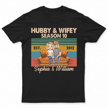 Mari et femme, saison rétro, mariés - Cadeau pour couple - T-shirt personnalisé