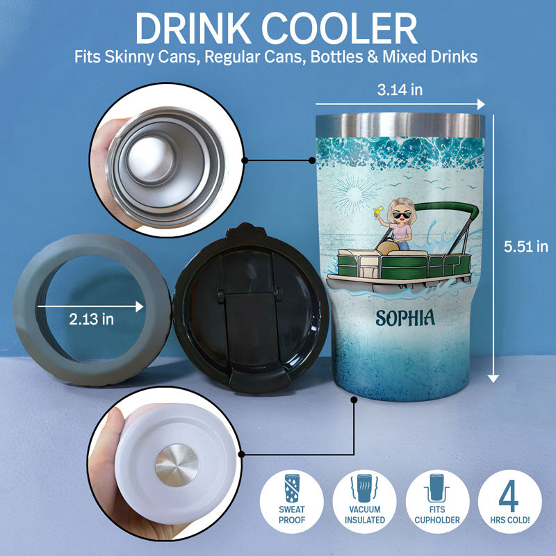 Never Dreamed I'd Grow Up To Be A Super Sexy Pontoon Queen - Personalized Custom Triple 3 In 1 Can Cooler