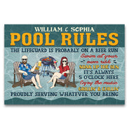 Règles de la piscine Nagez à vos risques et périls Couple grillades Mari Femme - Paillasson personnalisé