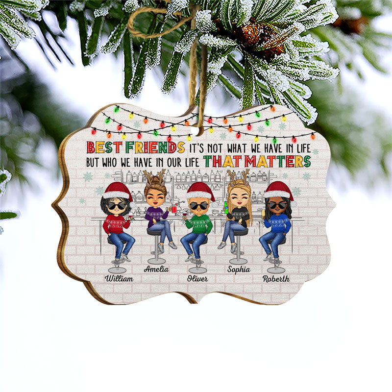 Here's To Another Year Of Bonding Over Alcohol Christmas Best Friends Colorful - Bestie BFF Gift - Personalized Wooden Ornament