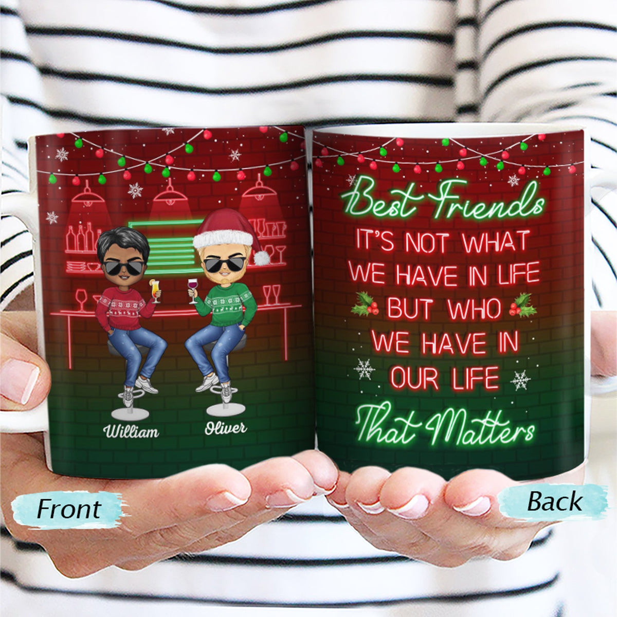 Here's To Another Year Of Bonding Over Alcohol Christmas Best Friends - Bestie BFF Gift - Personalized Custom White Edge-to-Edge Mug