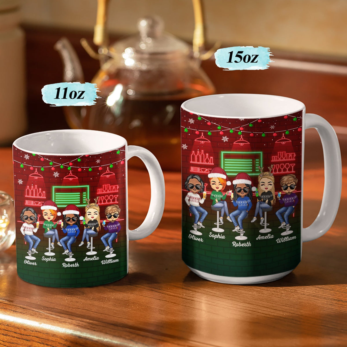 Here's To Another Year Of Bonding Over Alcohol Christmas Best Friends - Bestie BFF Gift - Personalized Custom White Edge-to-Edge Mug