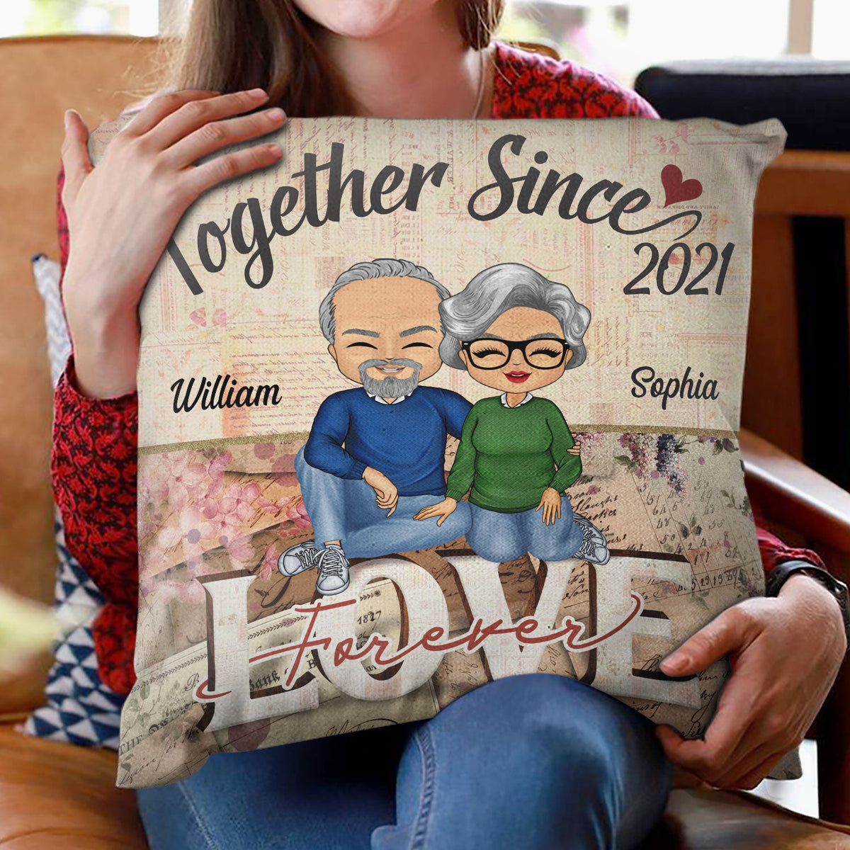 Together Since Love Forever Husband Wife - Gift For Couples - Personalized Custom Pillow
