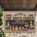 There's Like A Lot Of Kids In Here Couple Parents And Children - Family Gift - Personalized Custom Doormat