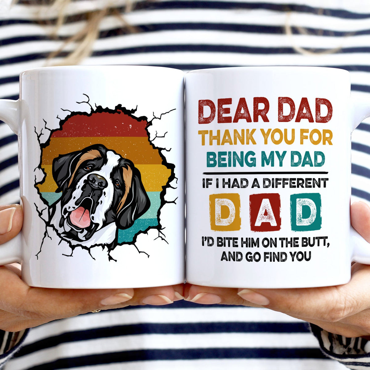 Thank You For Being My Dad - Funny, Birthday Gift For Dog Dads, Cat Dads, Pet Lovers - Personalized Custom White Edge-to-Edge Mug