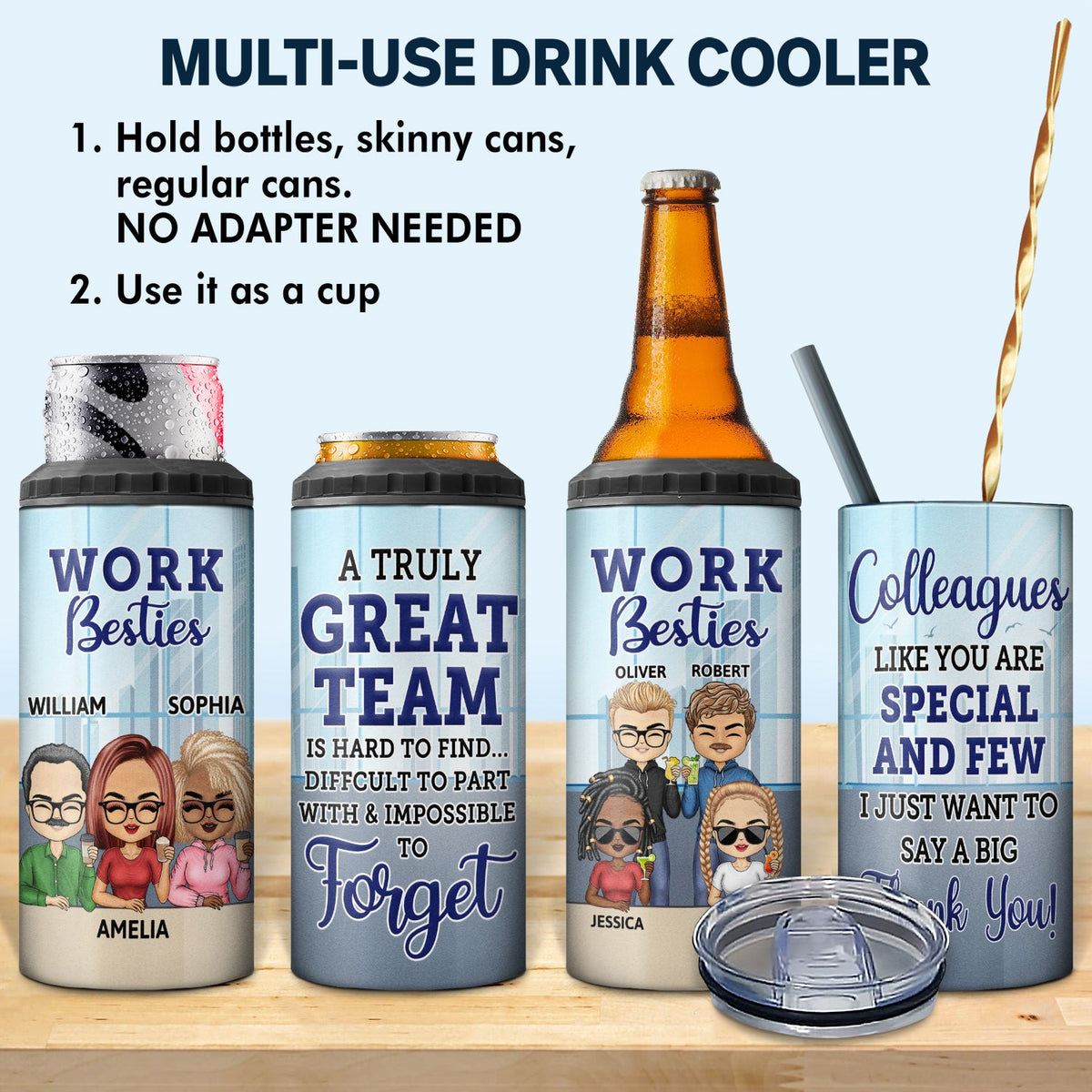 You Are The Reason I Don't Punch People At Work - Funny, Anniversary, Birthday Gifts For Colleagues, Coworker, Besties - Personalized Custom 4 In 1 Can Cooler Tumbler