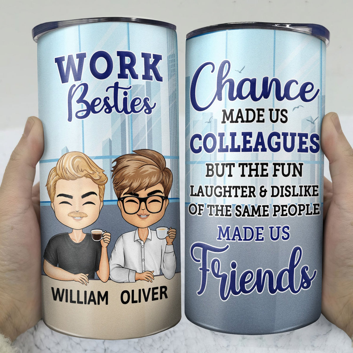 You Are The Reason I Don't Punch People At Work - Funny, Anniversary, Birthday Gifts For Colleagues, Coworker, Besties - Personalized Custom 4 In 1 Can Cooler Tumbler