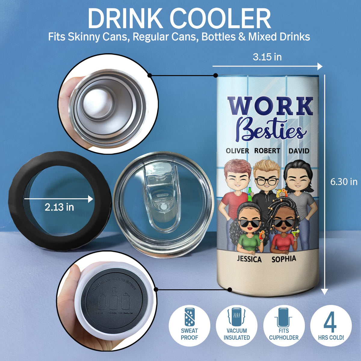 You Are The Reason I Don't Punch People At Work - Funny, Anniversary, Birthday Gifts For Colleagues, Coworker, Besties - Personalized Custom 4 In 1 Can Cooler Tumbler