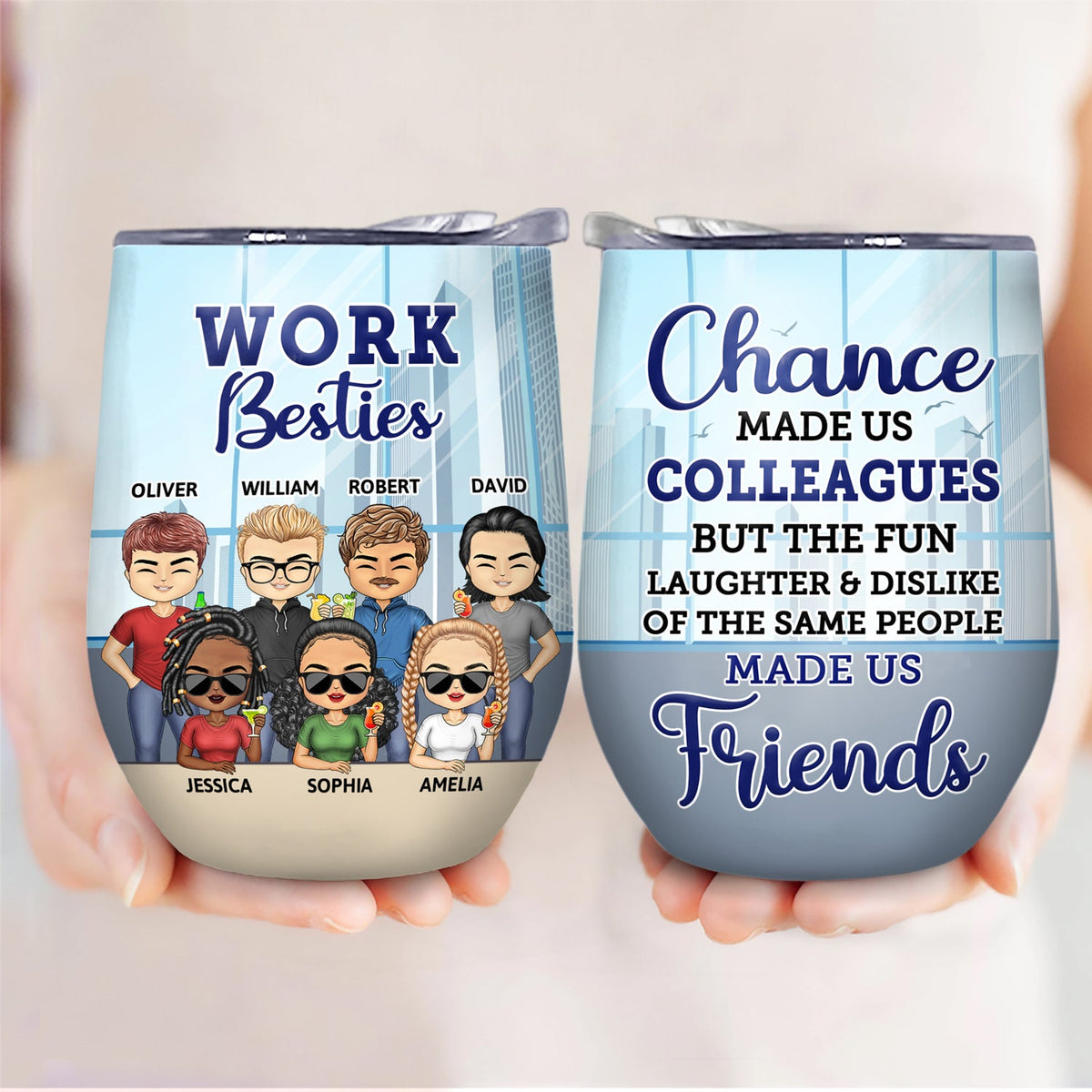 You Are The Reason I Don't Punch People At Work - Funny, Anniversary, Birthday Gifts For Colleagues, Coworker, Besties - Personalized Custom Wine Tumbler