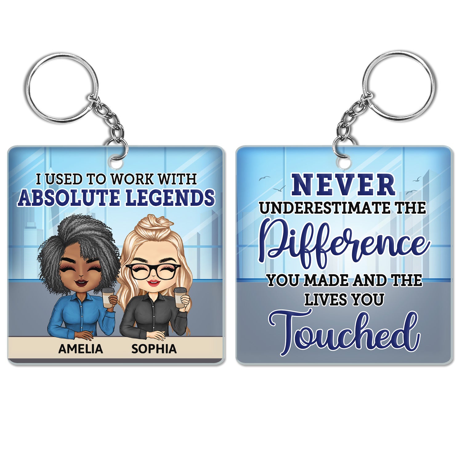 Never Underestimate The Difference You Made - Farewell, Leaving Gifts For Colleagues, Coworkers, Besties - Personalized Custom Acrylic Keychain