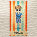 Chibi Traveling Beach Poolside Swimming Picnic Vacation Stars And Stripes - Birthday, Funny Gift For Her, Him, Besties, Family - Personalized Custom Beach Towel