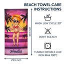 Chibi Traveling Beach Poolside Swimming Picnic Vacation Stars And Stripes - Birthday, Funny Gift For Her, Him, Besties, Family - Personalized Custom Beach Towel