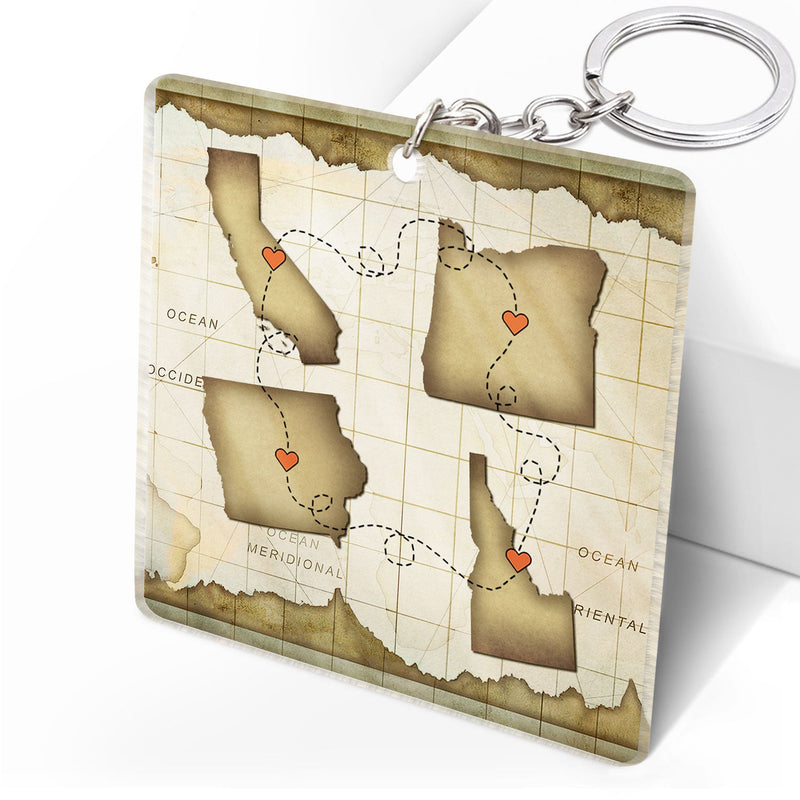 Miles Apart But Close At Heart - Birthday, Going Away Gifts For Besties, Siblings, Sisters, Brothers - Personalized Custom Acrylic Keychain
