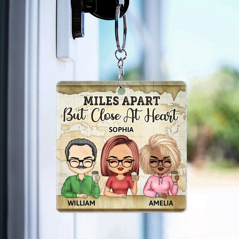 Miles Apart But Close At Heart - Birthday, Going Away Gifts For Besties, Siblings, Sisters, Brothers - Personalized Custom Acrylic Keychain