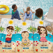 Kids Baby On The Beach - Gift For Children, Grandkids - Personalized Custom Beach Towel