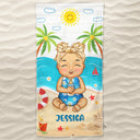 Kids Baby On The Beach - Gift For Children, Grandkids - Personalized Custom Beach Towel