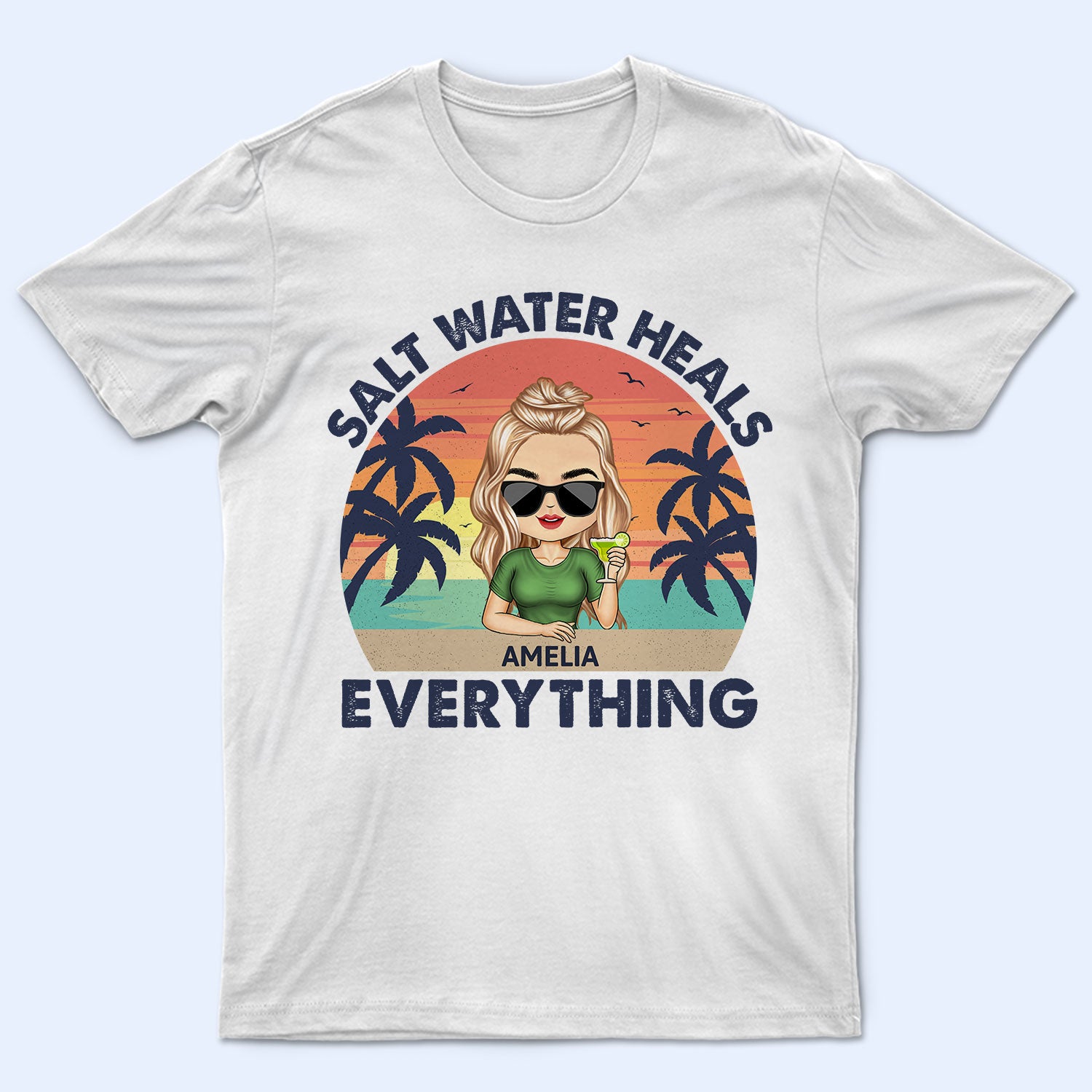Salt Water Heals Everything - Vacation, Birthday Gifts For Women, Beach Lovers - Personalized T Shirt