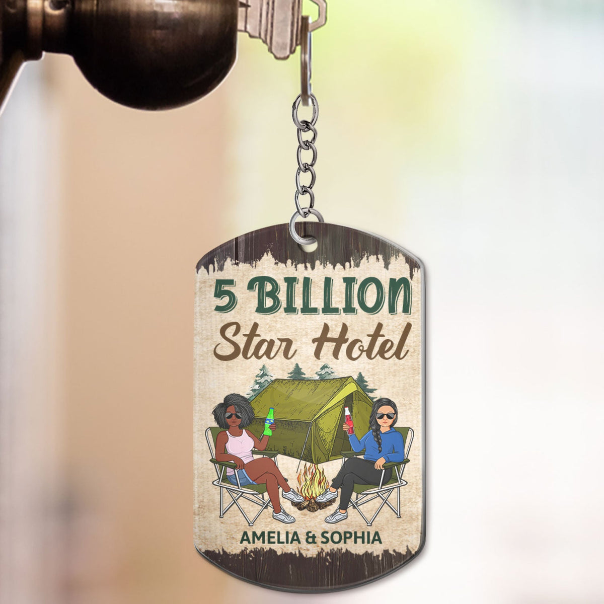 Clés pour la famille campeuse - Cadeaux d'anniversaire et d'amour pour couples, mari, femme, amoureux du camping - Porte-clés en aluminium personnalisé