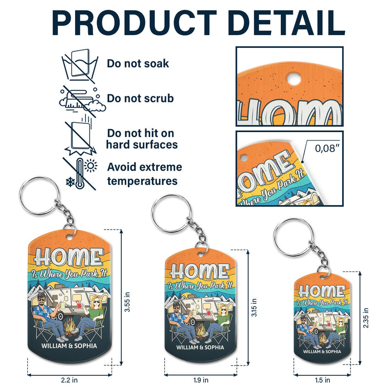 Clés pour la famille campeuse - Cadeaux d'anniversaire et d'amour pour couples, mari, femme, amoureux du camping - Porte-clés en aluminium personnalisé