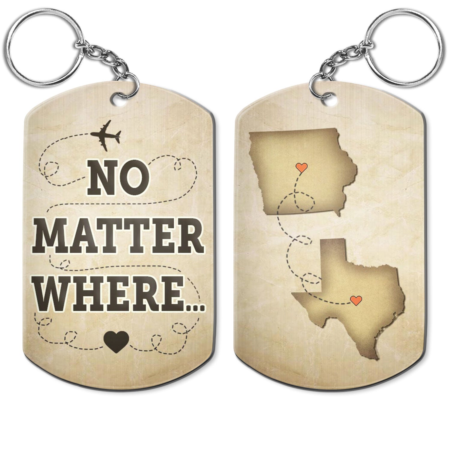 No Matter Where - Anniversary, Birthday Gifts For Couples, Siblings, Besties - Personalized Aluminum Keychain