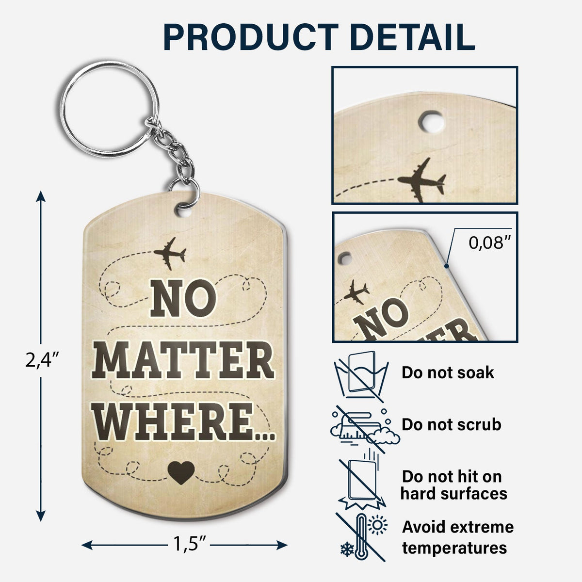 No Matter Where - Anniversary, Birthday Gifts For Couples, Siblings, Besties - Personalized Aluminum Keychain