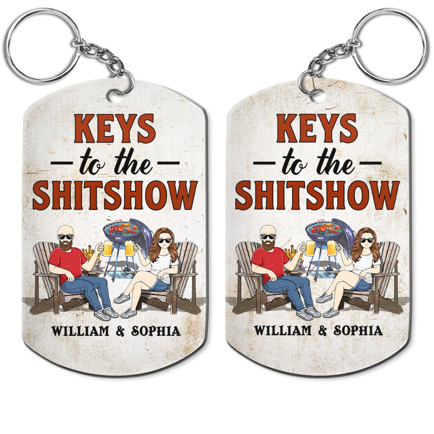 Keys To The Grilling - Funny, Birthday Gifts For Couples - Personalized Aluminum Keychain