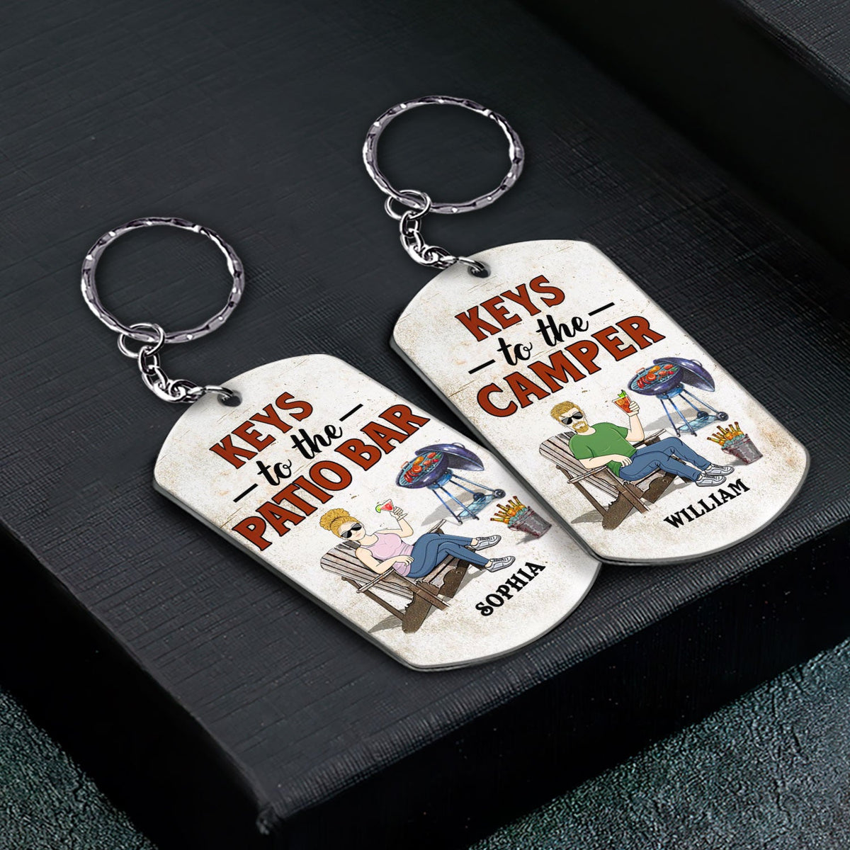 Keys To The Grilling - Funny, Birthday Gifts For Couples - Personalized Aluminum Keychain