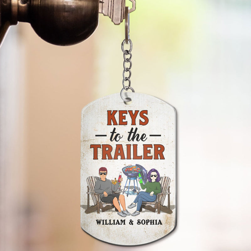 Keys To The Grilling - Funny, Birthday Gifts For Couples - Personalized Aluminum Keychain