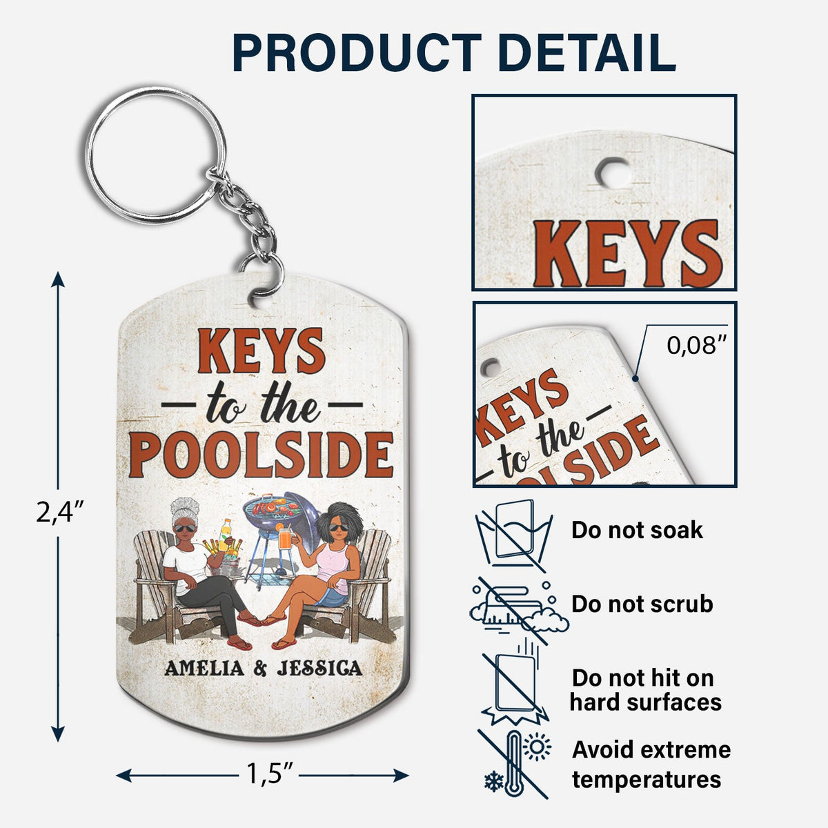 Keys To The Grilling - Funny, Birthday Gifts For Couples - Personalized Aluminum Keychain