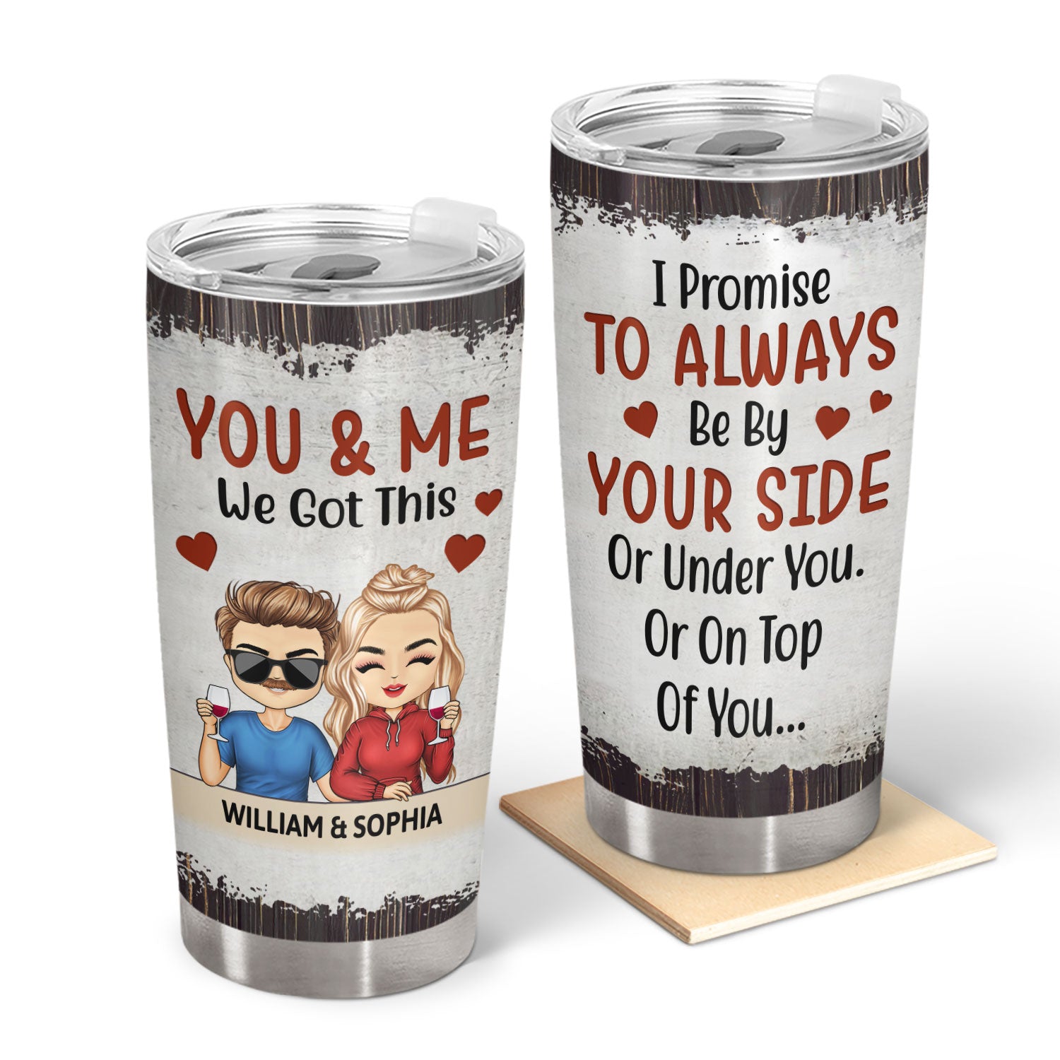 I Promise To Always Be By Your Side Chibi - Anniversary, Vacation, Funny Gift For Couples, Family - Personalized Tumbler