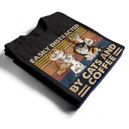 Easily Distracted By Cats & Alcohol Funny Cartoon Cat - Gift For Cat Lovers - Personalized T Shirt