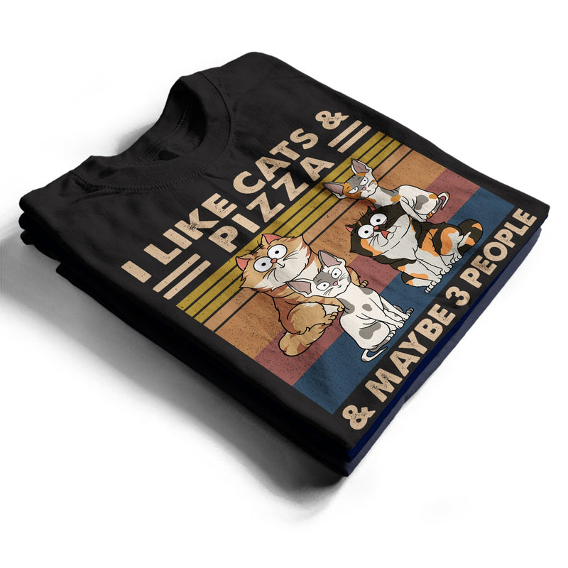 I Like Cats & Alcohol And Maybe 3 People Funny Cartoon Cat - Gift For Cat Lovers - Personalized T Shirt