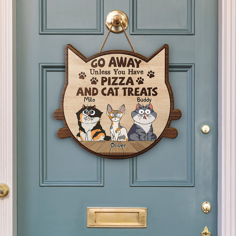 Partez à moins d'avoir de l'alcool et des friandises pour chats. Drôle de chat de dessin animé - Cadeau pour les amoureux des chats - Panneau en bois personnalisé en forme de chat
