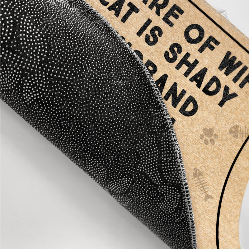 Attention à votre femme, les chats sont louches, votre mari est un chat de dessin animé cool et drôle - Cadeau pour les amoureux des chats, les couples - Paillasson personnalisé