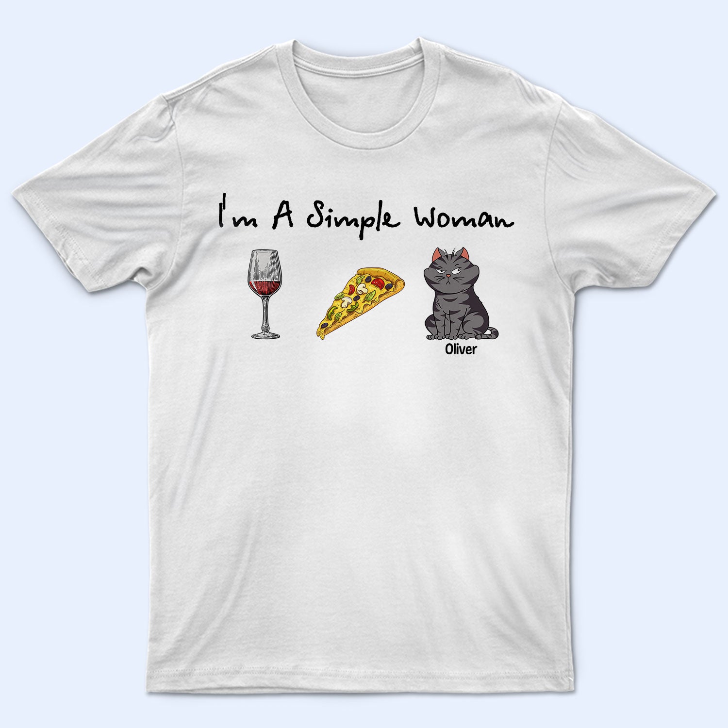 I'm A Simple Woman Funny Cartoon Cat - Gift For Cat Lovers - Personalized T Shirt