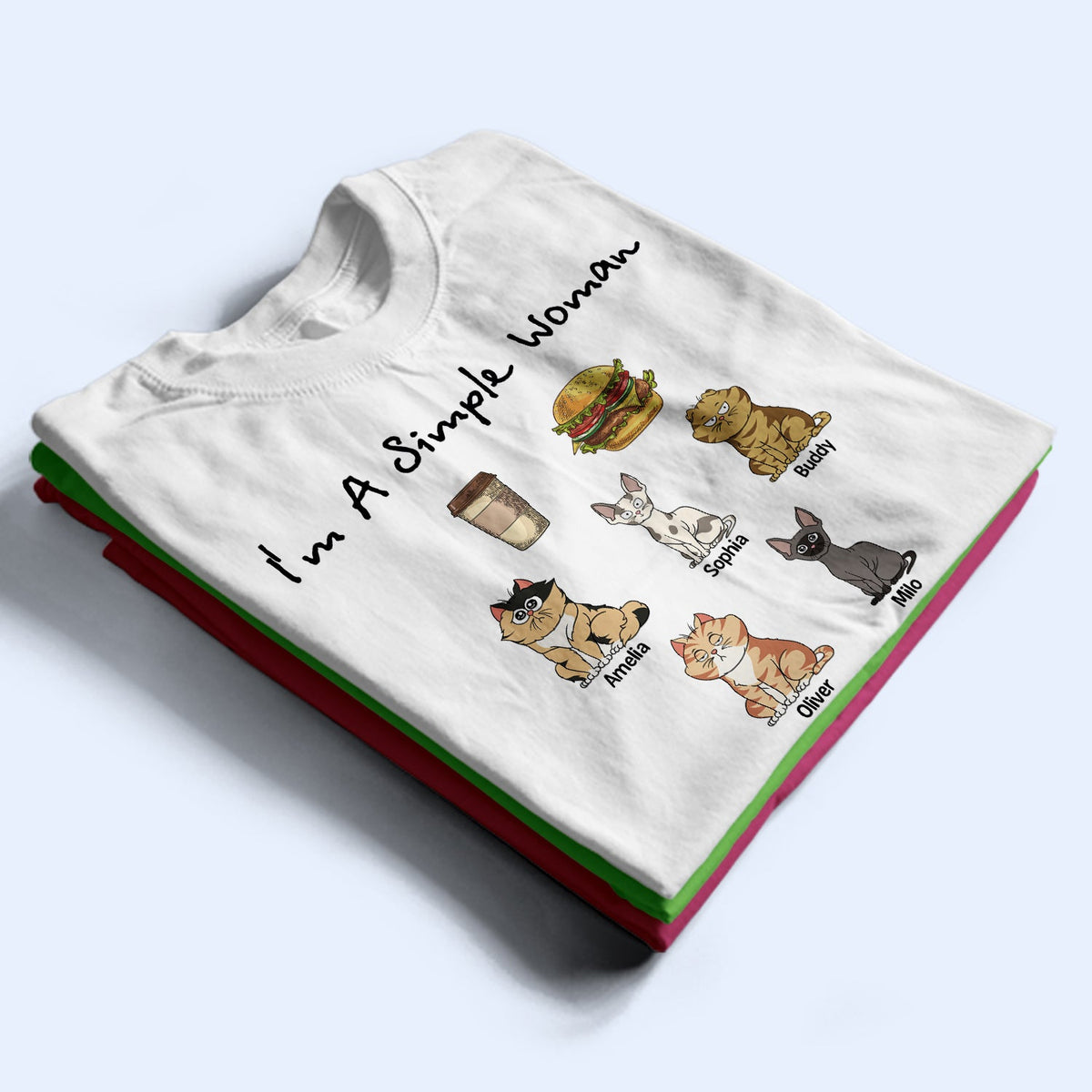 I'm A Simple Woman Funny Cartoon Cat - Gift For Cat Lovers - Personalized T Shirt