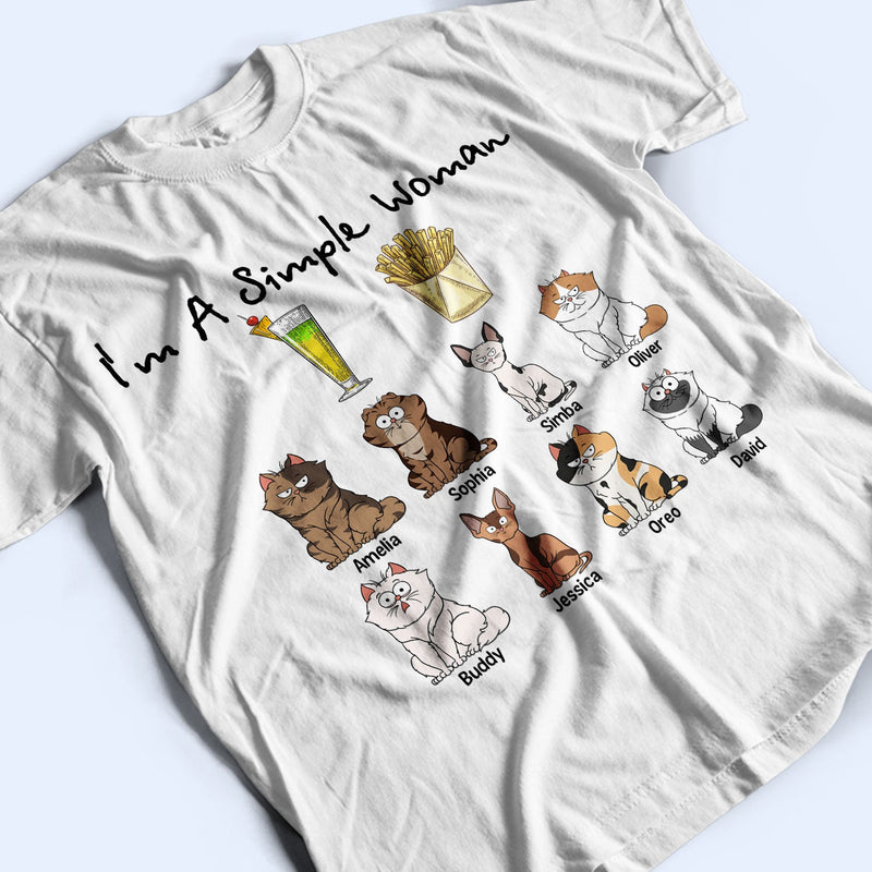 I'm A Simple Woman Funny Cartoon Cat - Gift For Cat Lovers - Personalized T Shirt
