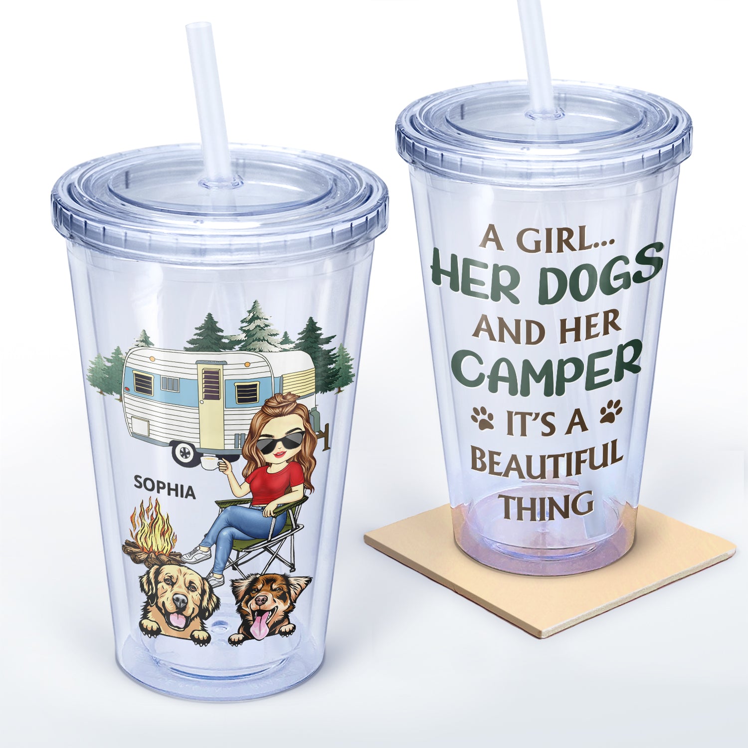 It's A Beautiful Thing - Camping Gift For Dog Lovers, Cat Lovers - Personalized Acrylic Insulated Tumbler With Straw