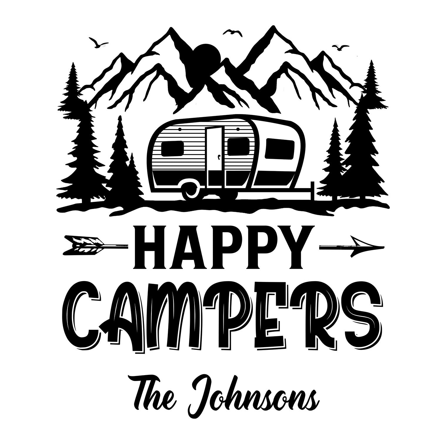 Happy Campers RV Trailer Tent - Vacation, Traveling, Funny Gift For Camping Lovers - Personalized Camping Decal, Decor Decal